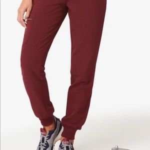 Figs Zamora scrub jogger burgundy bottom. Small.